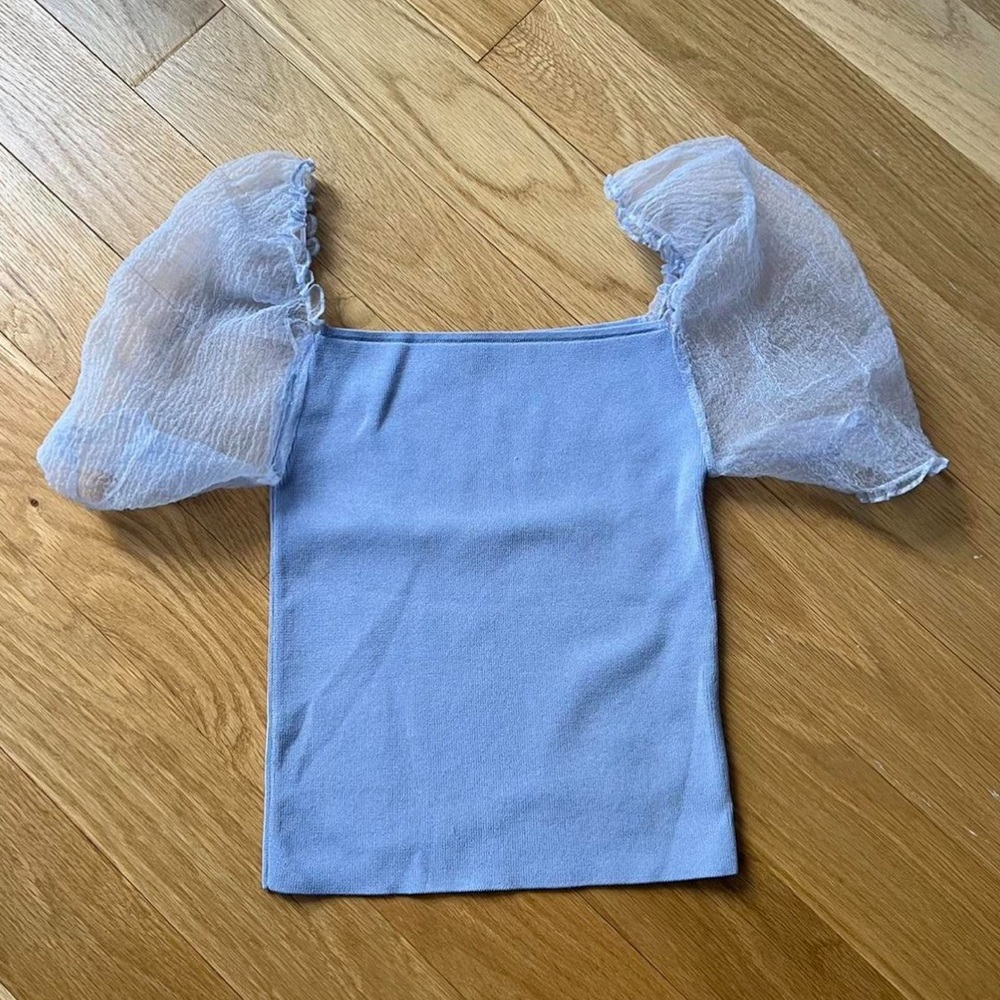 Zara Baby Blue Cropped Bandeau Princess Top